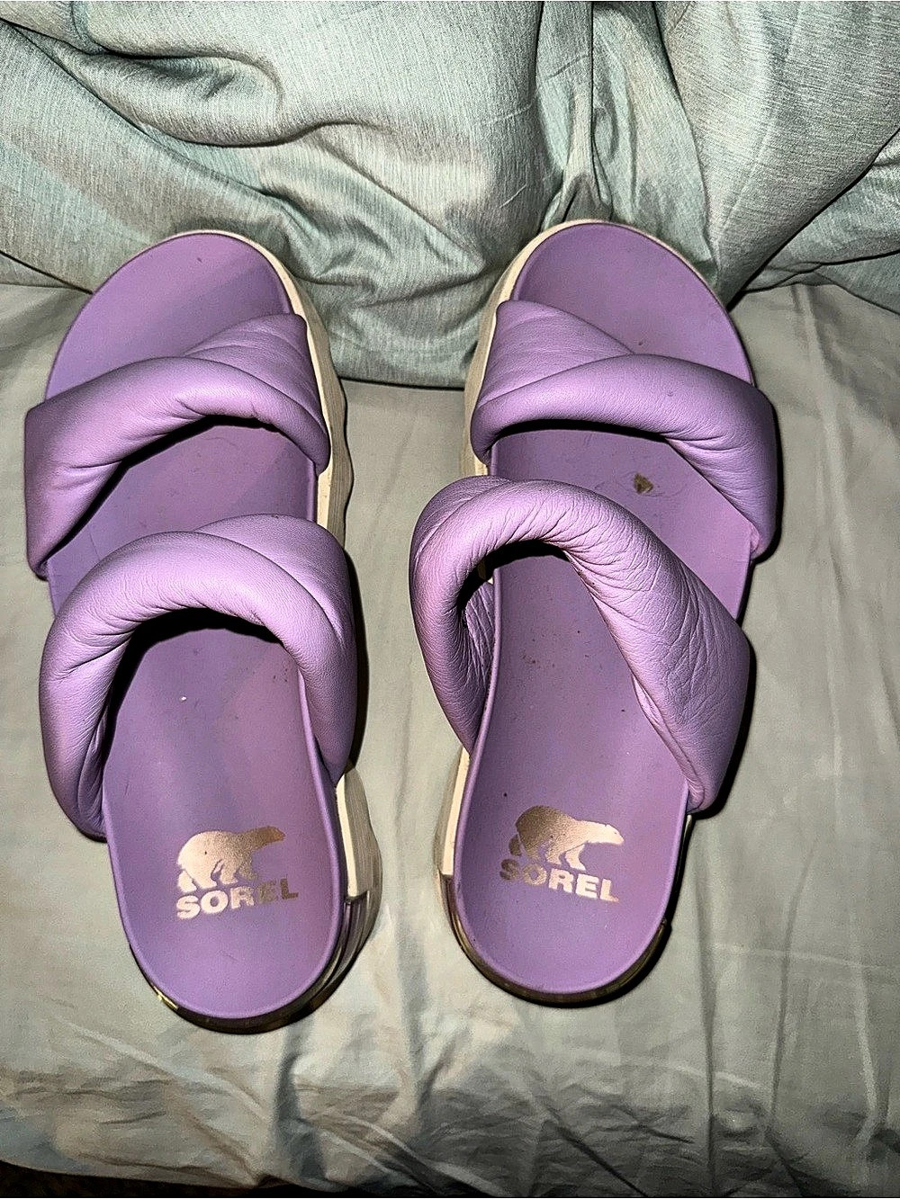 Sorel Ella II Puff Slide Purple Sandals